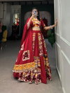 Maroon Colour Rayon With Plain Printed Silk Lehenga With Blouse Dupatta Wholesale Online
